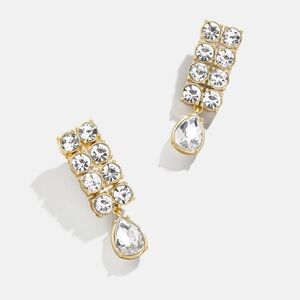 Classy 18K gold plated earrings with white Swarovski crystals post style BNIB